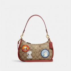 Coach Women X Peanuts Teri Shoulder Bag In Signature Canvas With Patches