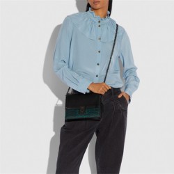 Coach Women Hutton Shoulder Bag With Colorblock Snakeskin Detail