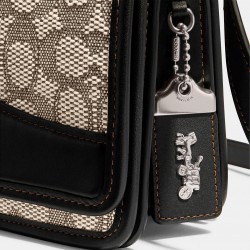 Coach Women Bandit Shoulder Bag in Signature Textile Jacquard Cocoa Black