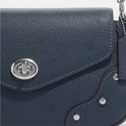 Coach Women Millie Shoulder Bag Silver Denim