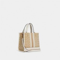 Coach Women Dempsey Tote 22 in Signature Jacquard with Stripe and Coach Patch