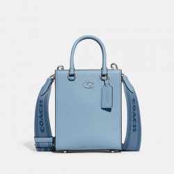 Coach Women Tote 16 with Signature Canvas Detail Pale Blue