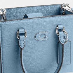 Coach Women Tote 16 with Signature Canvas Detail Pale Blue