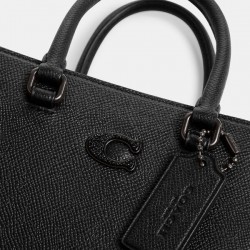 Coach Women Tote 16 with Signature Canvas Detail Black