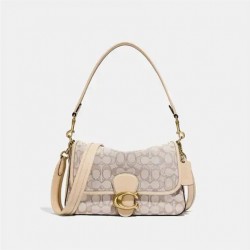 Coach Women Soft Tabby Shoulder Bag in Signature Jacquard Stone Ivory