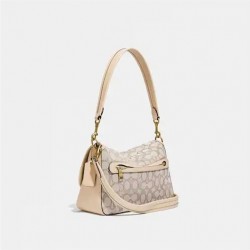 Coach Women Soft Tabby Shoulder Bag in Signature Jacquard Stone Ivory