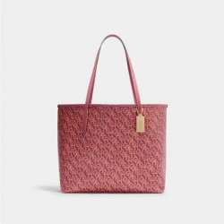 Coach Women City Tote With Coach Monogram Print Rouge