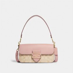 Coach Women Morgan Shoulder Bag in Signature Canvas Pink Multi