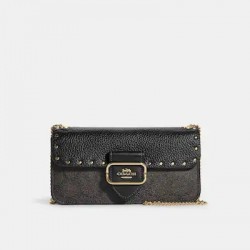 Coach Women Morgan Crossbody In Colorblock Signature Canvas With Rivets