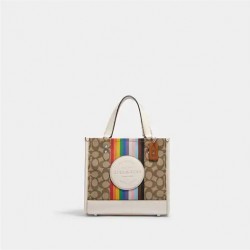 Coach Women Dempsey Tote 22 In Signature Jacquard With Rainbow Stripe
