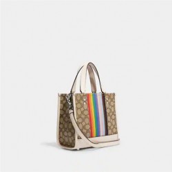 Coach Women Dempsey Tote 22 In Signature Jacquard With Rainbow Stripe