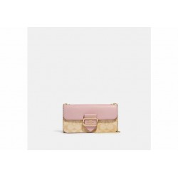 Coach Women Morgan Crossbody in Signature Canvas Gold Khaki powder Pink