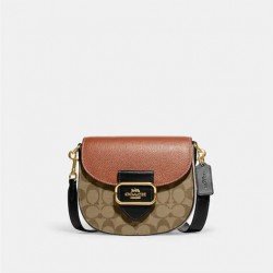 Coach Women Morgan Saddle Bag In Colorblock Signature Canvas