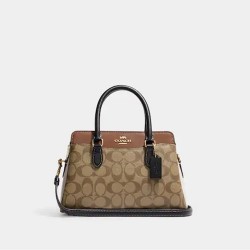 Coach Women Mini Darcie Carryall In Colorblock Signature Canvas Gold Khaki Multi