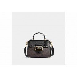 Women Coach Top Handle Satchel In Colorblock Signature Canvas With Rivets