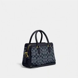 Coach Women Mini Darcie Carryall In Signature Chambray Gold Denim Multi