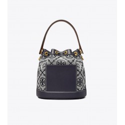 Tory Burch Women T Monogram Bucket Bag Navy