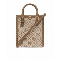 Tory Burch Women Mini T Monogram Tote Khaki