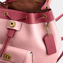 Coach Women Riya Backpack 21 in Colorblock Brass Pink