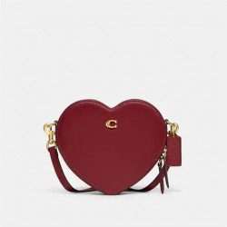 Coach Women Heart Crossbody Brass Cherry