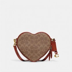 Coach Women Heart Crossbody In Signature Canvas