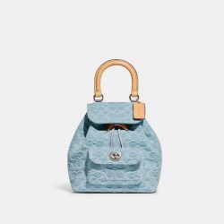 Coach Women Riya Backpack 21 in Signature Denim Pale Blue