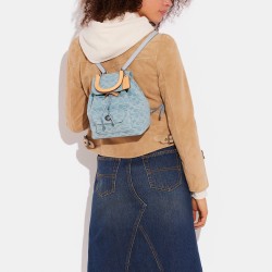 Coach Women Riya Backpack 21 in Signature Denim Pale Blue