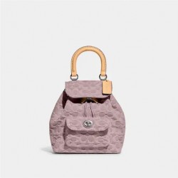 Coach Women Riya Backpack 21 in Signature Denim Pale Purple