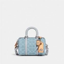 Coach Women Ruby Satchel 18 in Signature Denim Pale Blue