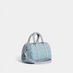 Coach Women Ruby Satchel 18 in Signature Denim Pale Blue