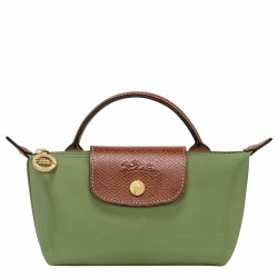 Longchamp Women Le Pliage Original Canvas Pouch with Handle Green