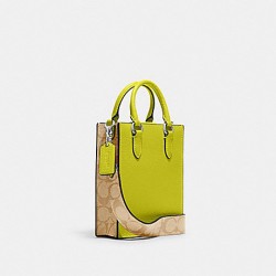 Coach Women North South Mini Tote with Signature Canvas Lime