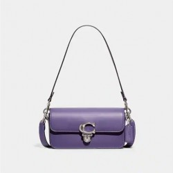 Coach Women Studio Baguette Bag Silver Washed Plum