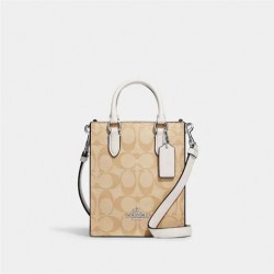 Coach Women North South Mini Tote in Signature Canvas Khaki