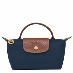 Longchamp Women Le Pliage Original Canvas Pouch with Handle Blue