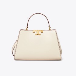 Tory Burch Women Eleanor Spazzolato Satchel Light Cream