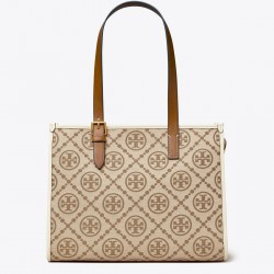 Tory Burch Women Small T Monogram Tote Hazelnut