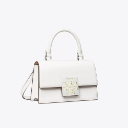 Tory Burch Women Bon Bon Spazzolato Mini Top Handle Bag White