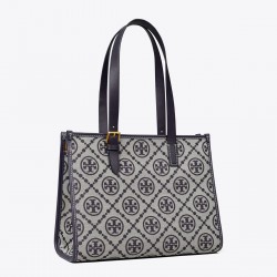 Tory Burch Women Small T Monogram Tote Navy