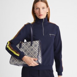 Tory Burch Women Small T Monogram Tote Navy