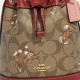 Coach Women Mini Dempsey Bucket Bag in Signature Canvas with Dancing Kitten Print